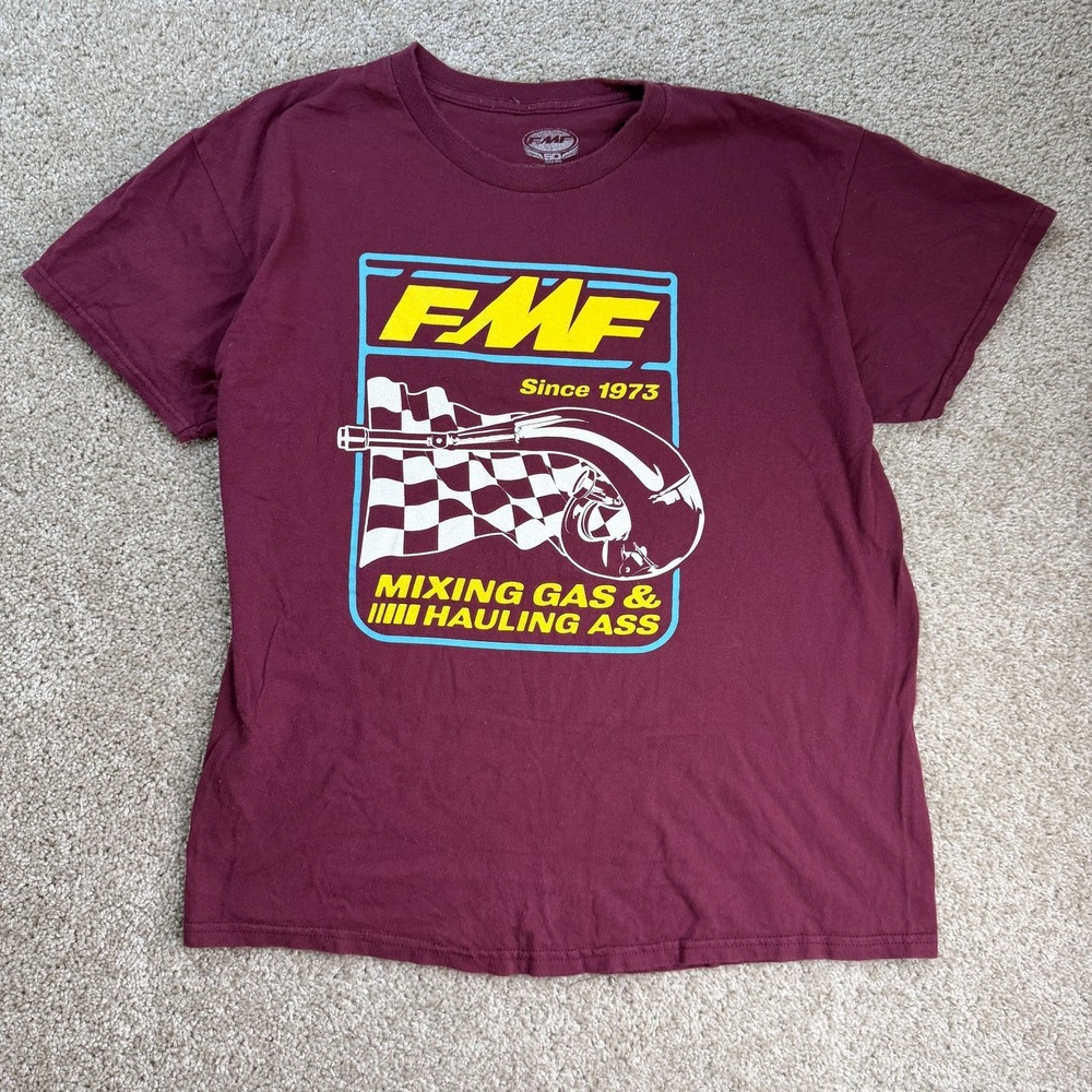 FMF Racing Shirt Mens Large Red Mixing Gas Hauling Ass Motocross Tee T-Shirt